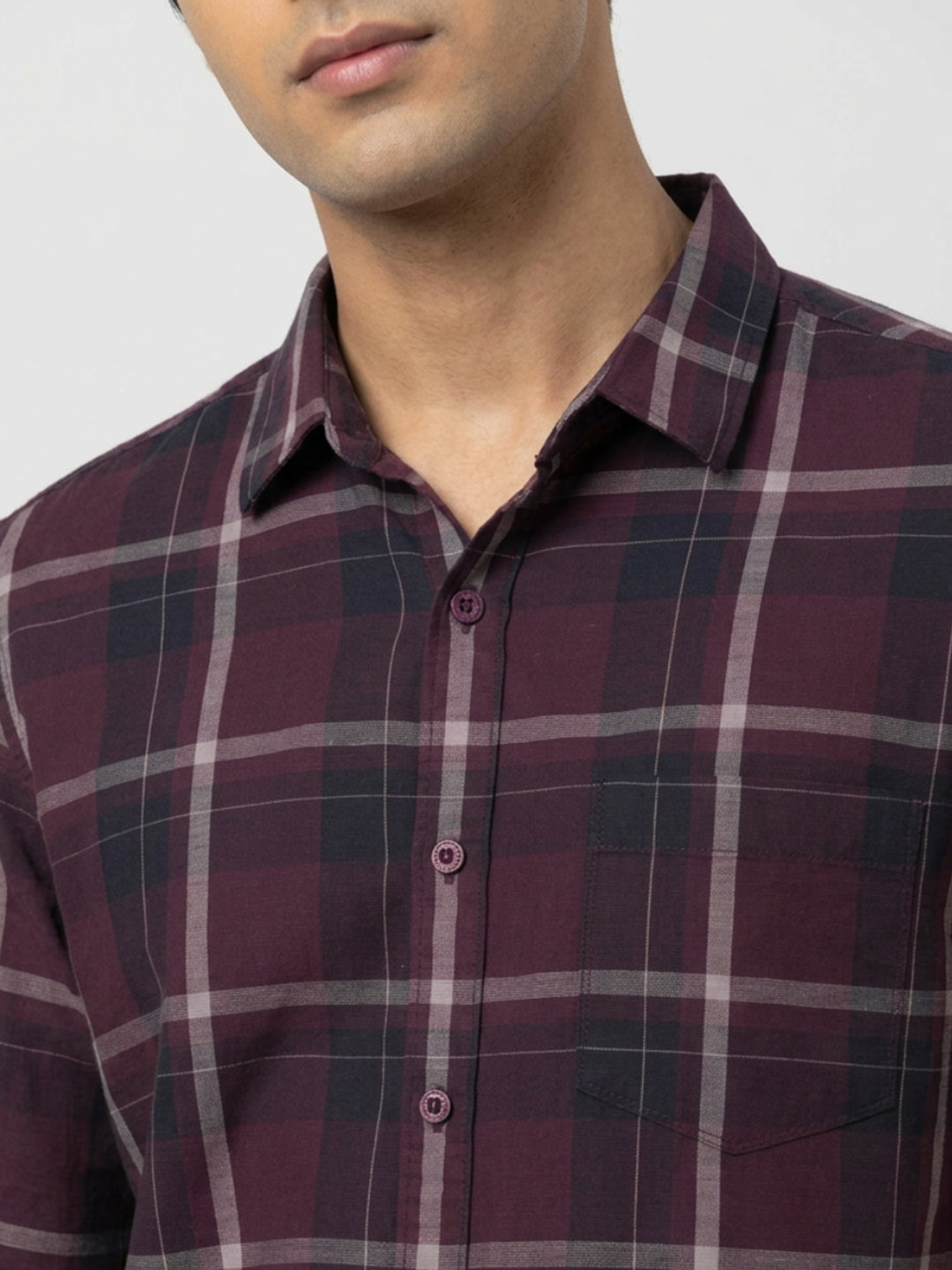 Men Shirt Check Red Regular Fit