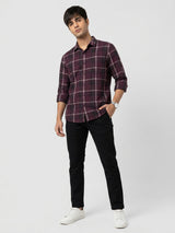 Men Shirt Check Red Regular Fit