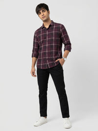 Men Shirt Check Red Regular Fit