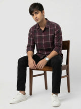 Men Shirt Check Red Regular Fit
