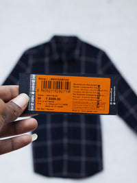 Men Shirt Check Navy Blue Regular Fit