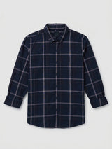 Men Shirt Check Navy Blue Regular Fit
