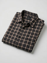 Men Shirt Check Brown Regular Fit