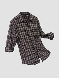 Men Shirt Check Brown Regular Fit