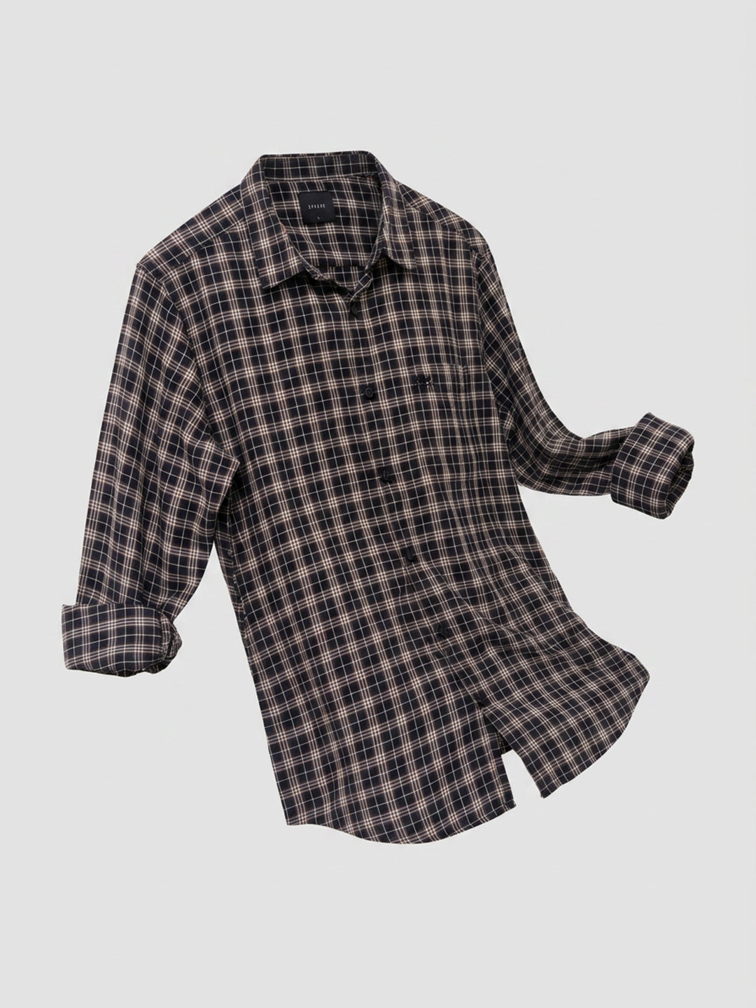 Men Shirt Check Brown Regular Fit