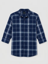 Men Shirt Check Blue Regular Fit