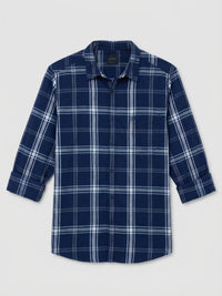 Men Shirt Check Blue Regular Fit