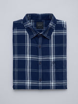 Men Shirt Check Blue Regular Fit