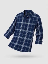 Men Shirt Check Blue Regular Fit