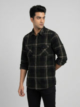 Men Shirt Check Green Regular Fit