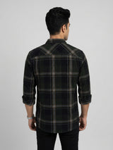 Men Shirt Check Green Regular Fit