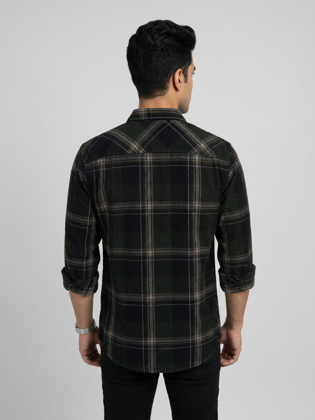 Men Shirt Check Green Regular Fit