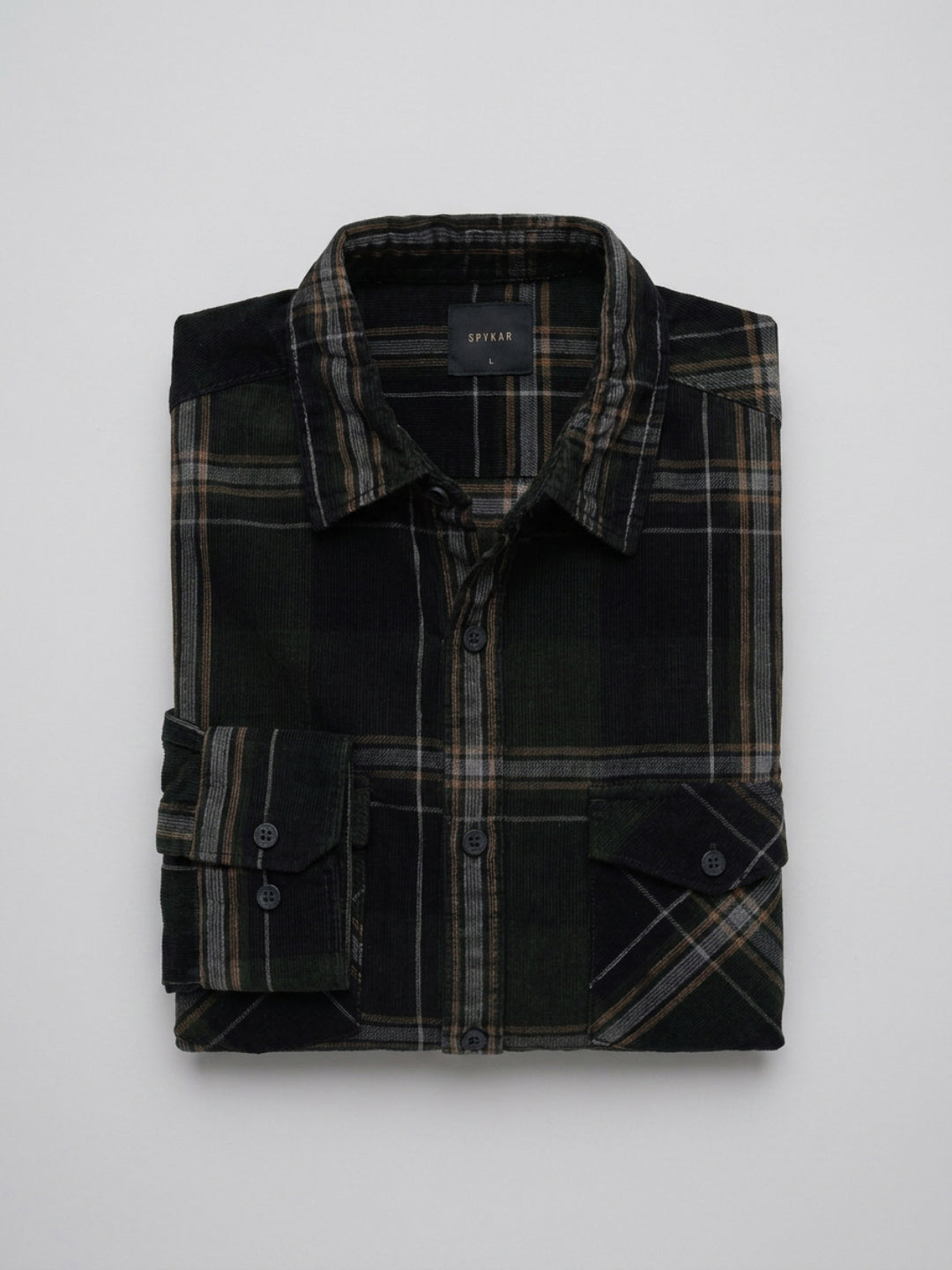 Men Shirt Check Green Regular Fit