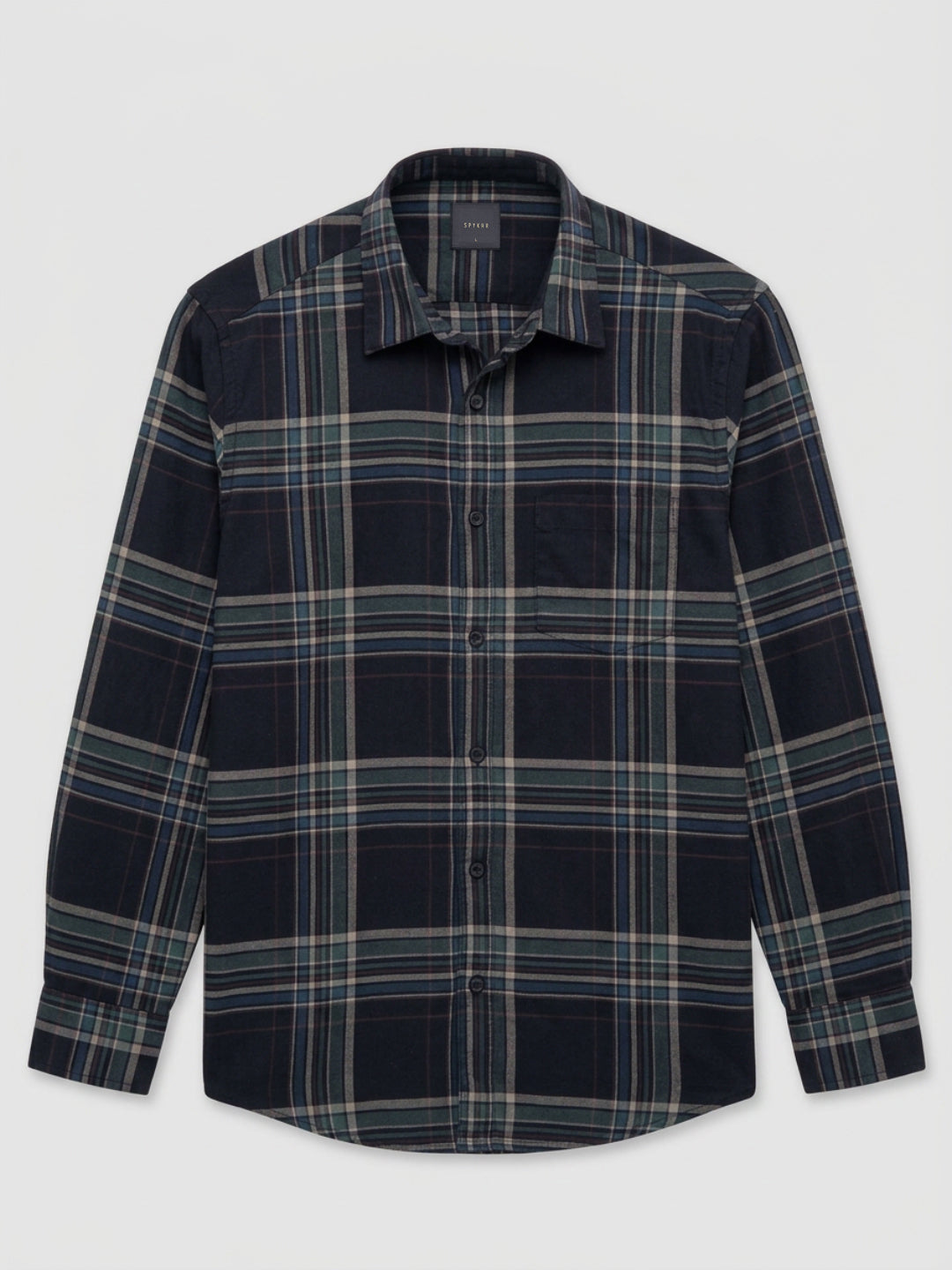Men Shirt Check Jet Black Regular Fit