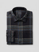 Men Shirt Check Jet Black Regular Fit