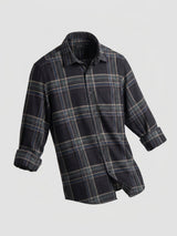 Men Shirt Check Jet Black Regular Fit
