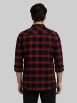 Men Shirt Check Red Regular Fit