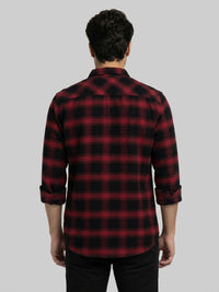 Men Shirt Check Red Regular Fit