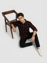 Men Shirt Check Red Regular Fit