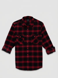Men Shirt Check Red Regular Fit