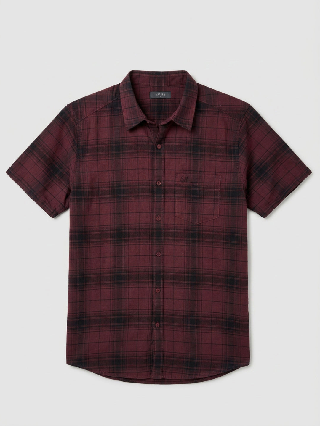 Men Shirt Check Maroon Regular Fit