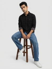 Men Shirt Check Red Regular Fit