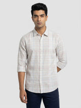 Men Shirt Check Grey Regular Fit