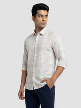 Men Shirt Check Grey Regular Fit