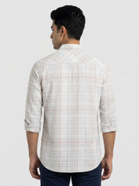 Men Shirt Check Grey Regular Fit