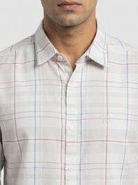 Men Shirt Check Grey Regular Fit