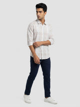 Men Shirt Check Grey Regular Fit
