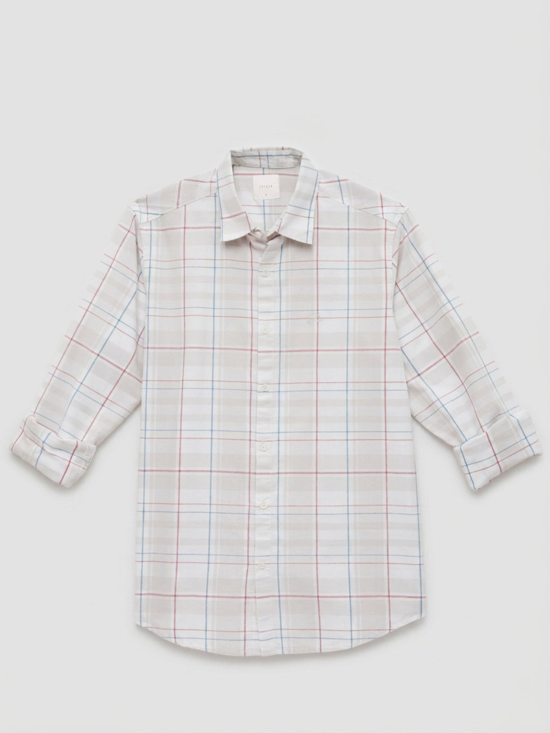 Men Shirt Check Grey Regular Fit