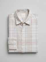Men Shirt Check Grey Regular Fit