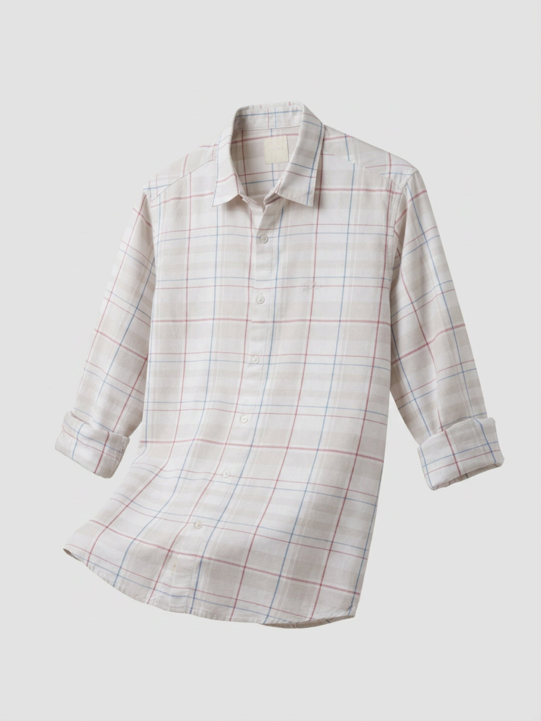 Men Shirt Check Grey Regular Fit