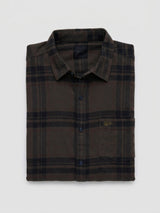 Men Shirt Check Brown Regular Fit