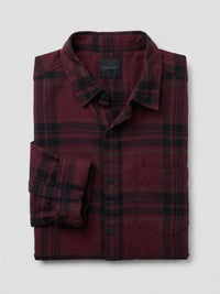Men Shirt Check Maroon Regular Fit
