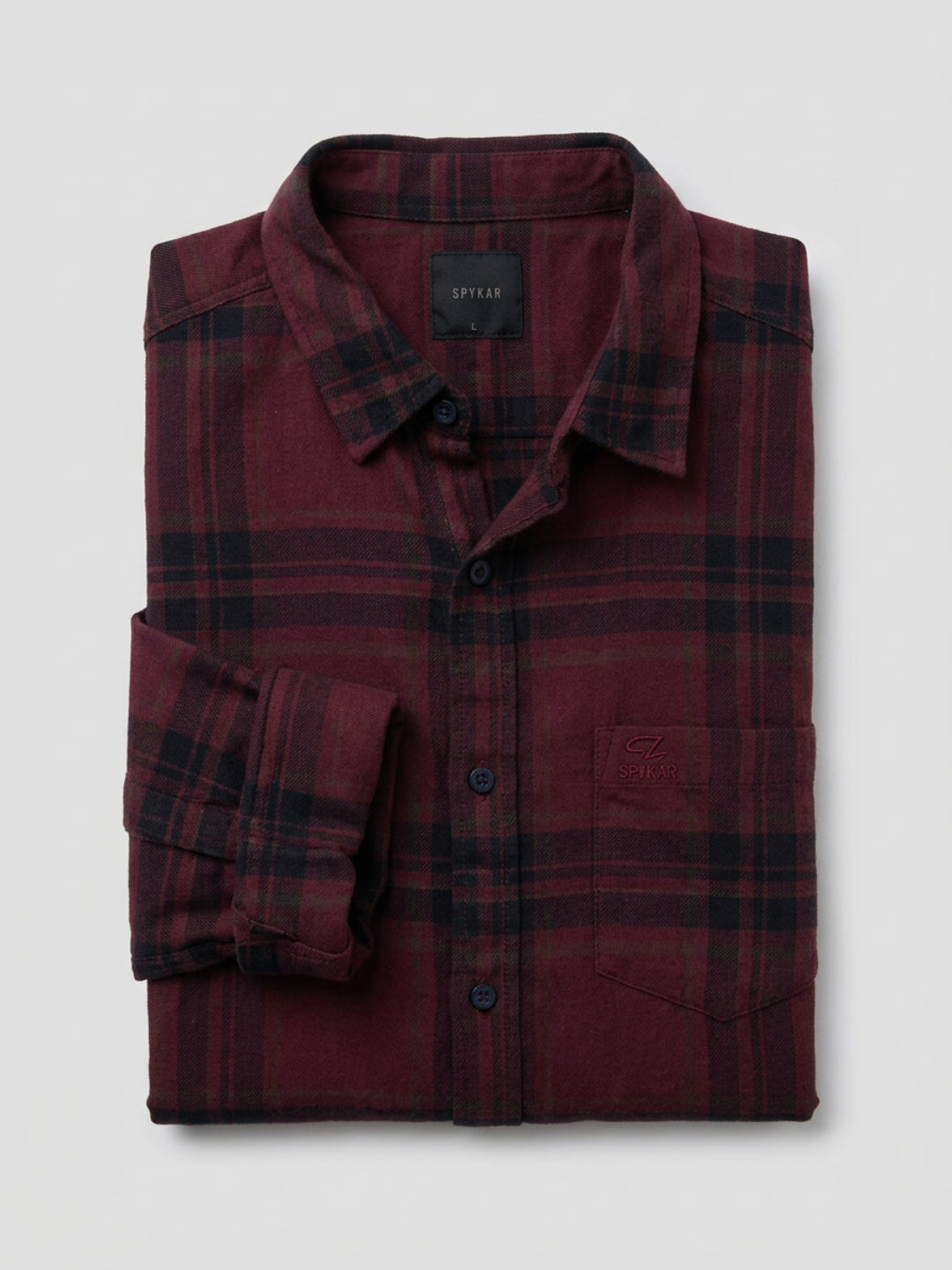 Men Shirt Check Maroon Regular Fit
