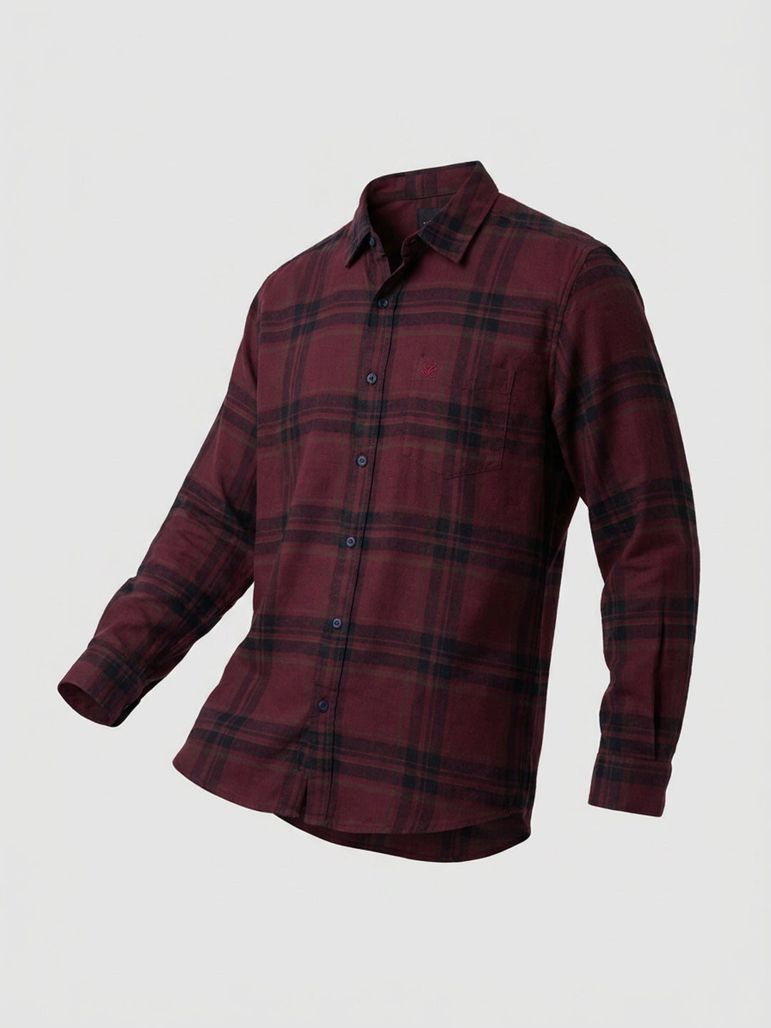 Men Shirt Check Maroon Regular Fit