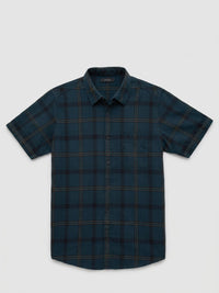 Men Shirt Check Teal Blue Regular Fit