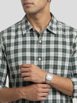 Men Shirt Check Green Regular Fit