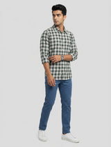 Men Shirt Check Green Regular Fit