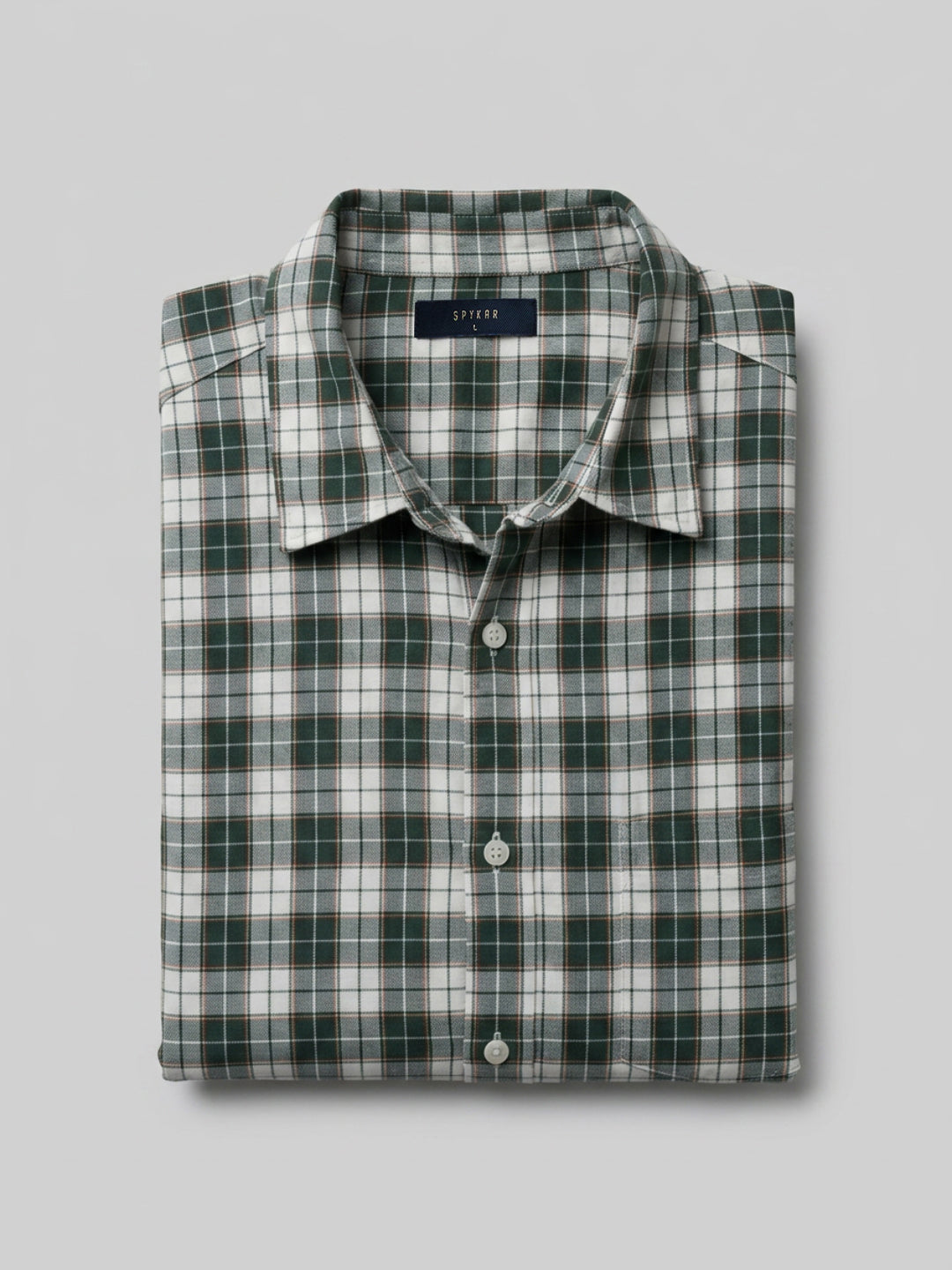 Men Shirt Check Green Regular Fit