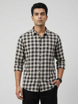 Men Shirt Check Jet Black Regular Fit