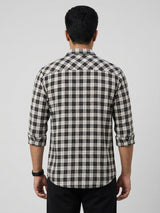 Men Shirt Check Jet Black Regular Fit