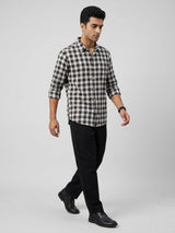 Men Shirt Check Jet Black Regular Fit