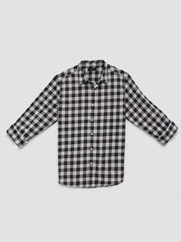 Men Shirt Check Jet Black Regular Fit