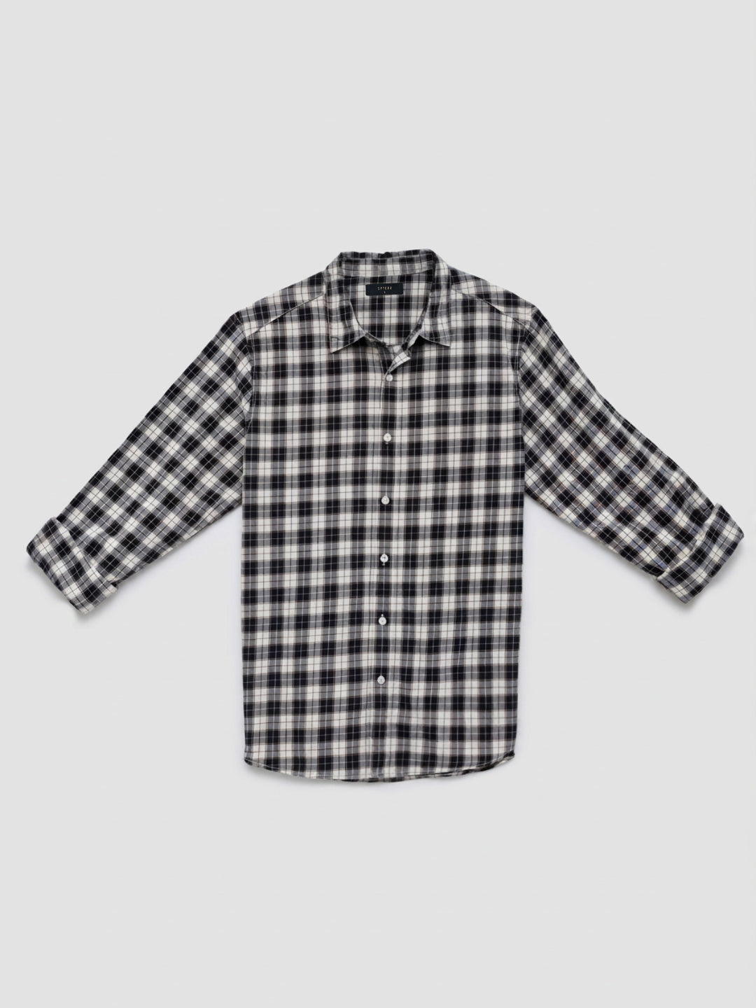 Men Shirt Check Jet Black Regular Fit