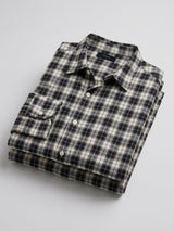 Men Shirt Check Jet Black Regular Fit