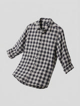 Men Shirt Check Jet Black Regular Fit