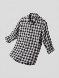 Men Shirt Check Jet Black Regular Fit